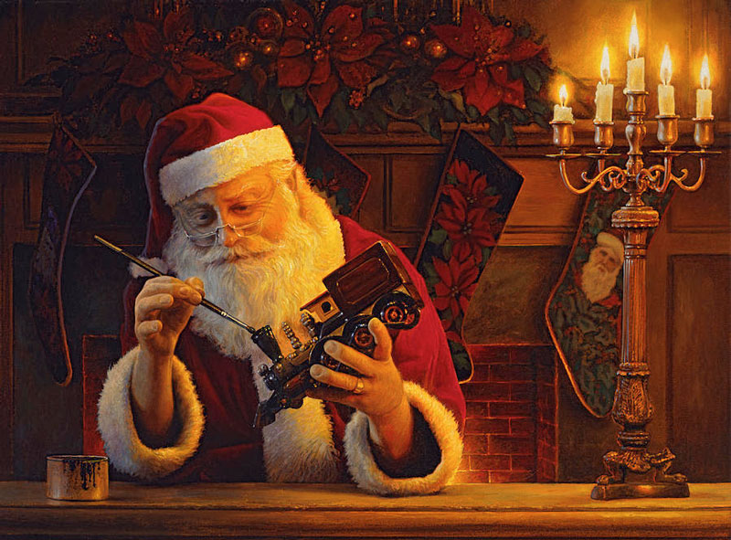 ο δικός μας Άγιος Βασίλης χρωματίζει ένα τρενάκι