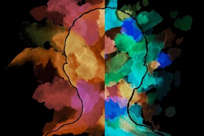 πολύχρωμη απεικόνιση του ανθρώπινου κεφαλιού χωρισμένου στη μέση