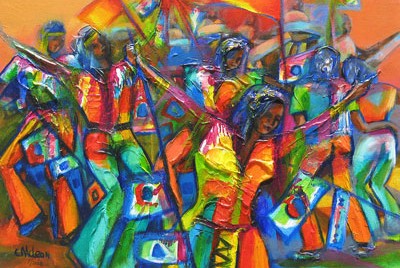 πίνακας που απεικονίζει ανθρώπους να χορεύουν