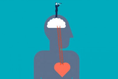 σκίτσο που απεικονίζει την συναισθηματική νοημοσύνη και πως συνδέεται η καρδιά με τον εγκέφαλο
