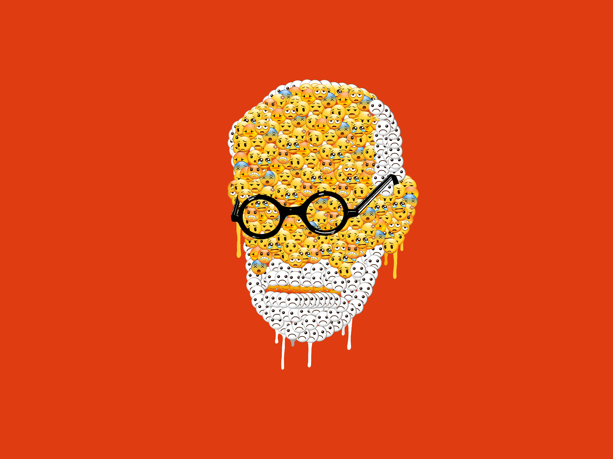 σκίτσο του προσώπου του Sigmund Freud να απαρτίζεται από emoticons