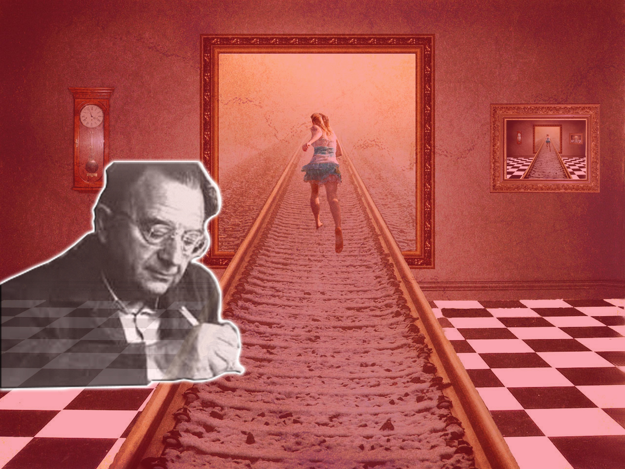 εικόνα του Έριχ Φρομ σε πίνακα με ένα κορίτσι να τρέχει σε ένα μονοπάτι